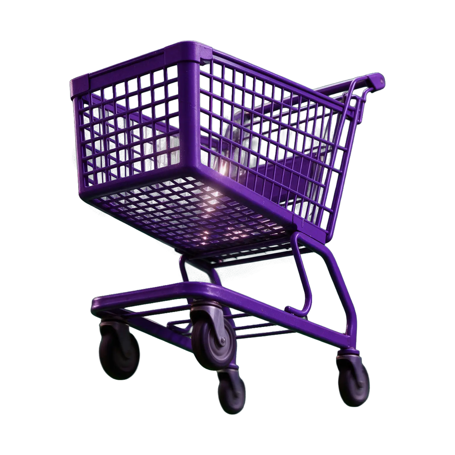 Carrinho de supermercado roxo em 3D